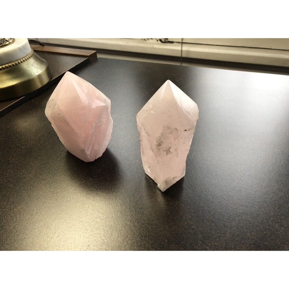 Pink Rose Quartz Tower Set Healing Love Stones Crystals Recharge Chakras 11 13oz - Picture 13 of 16